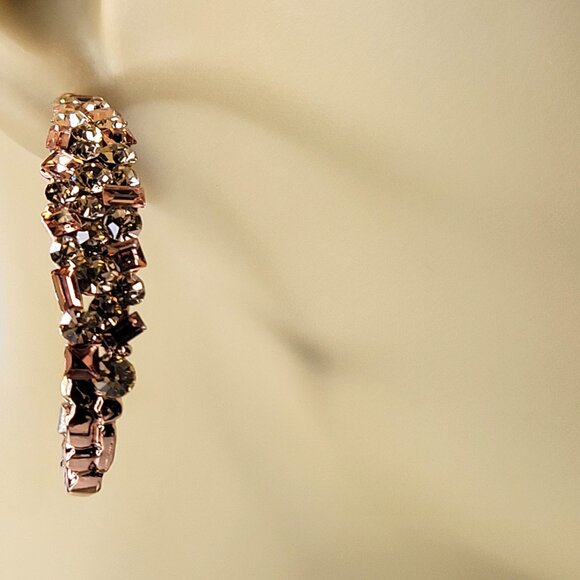 Rose Gold Crystal Half Hoop Earrings - Picture 10 of 12